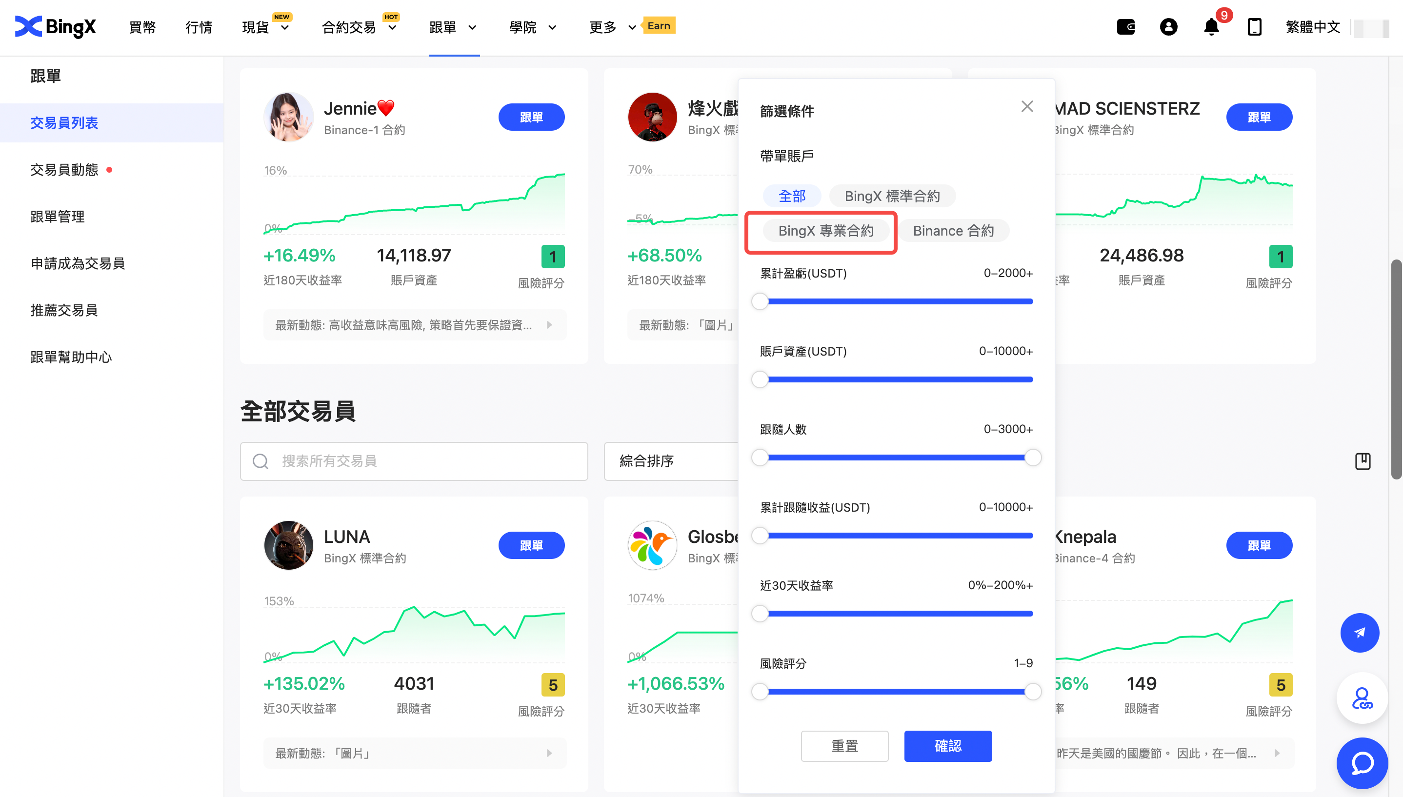 永續合約- 跟單新手指南（跟單用戶） – BingX
